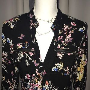 Cotton Express black floral blouse